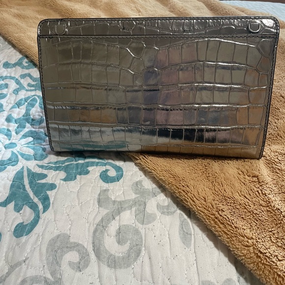 MICHAEL Michael Kors; Metallic Crocodile-Embossed Leather Convertible Handbag - Picture 7 of 17